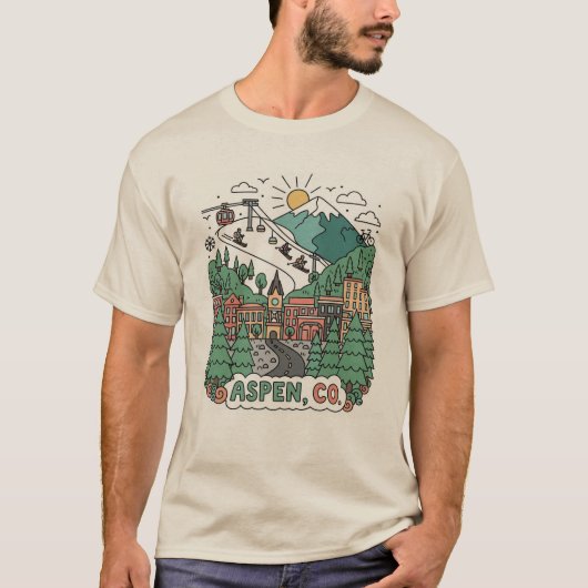 Aspen Colorado Reizen T-shirt (Voorkant)