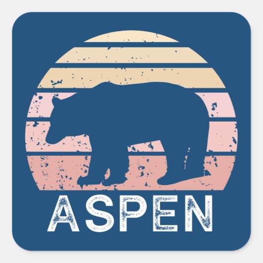Aspen Colorado Retro Beer Vierkante Sticker (Voorkant)