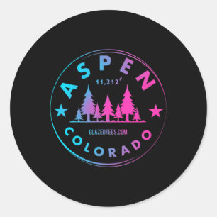 Aspen Colorado - Retro Big Mountain Forest Ronde Sticker