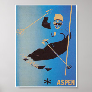 Aspen Colorado Retro  Ski Poster