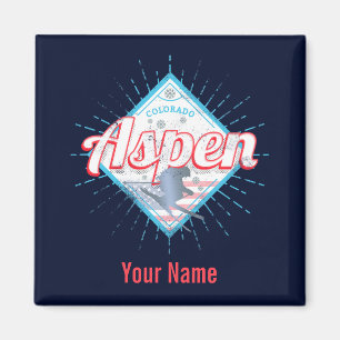 Aspen Colorado Retro Skier USA Ski Magneet