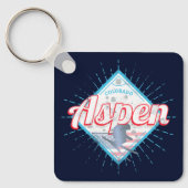 Aspen Colorado Retro Skier USA Ski Sleutelhanger (Voorkant)