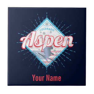 Aspen Colorado Retro Skier USA Ski Tegeltje
