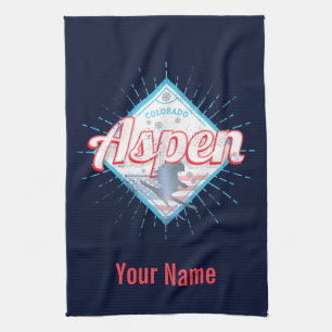 Aspen Colorado Retro Skier USA Ski Theedoek