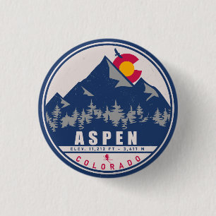 Aspen Colorado Retro Sunset Souvenirs 80s Ronde Button 3,2 Cm