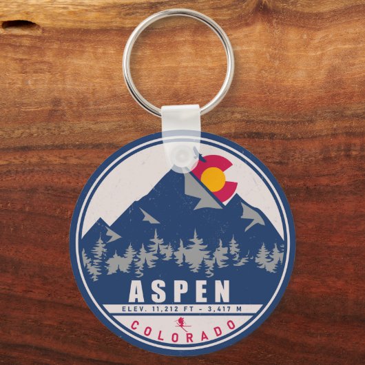 Aspen Colorado Retro Sunset Souvenirs 80s Sleutelhanger (Achterkant)