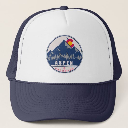 Aspen Colorado Retro Sunset Souvenirs 80s Trucker Pet (Voorkant)