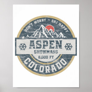 Aspen Colorado Rocky Mountains Tee Hiking Camping Poster