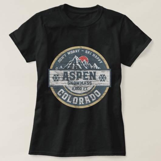 Aspen Colorado Rocky Mountains Tee Hiking Camping T-shirt (Design voorkant)