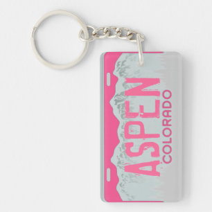 Aspen Colorado roze bord sleutelhanger