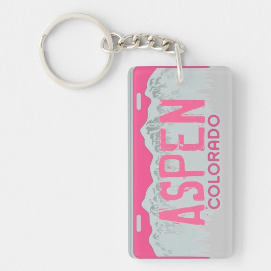Aspen Colorado roze bord sleutelhanger (Voorkant)