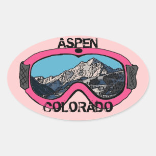 Aspen Colorado roze sneeuwbril sticker