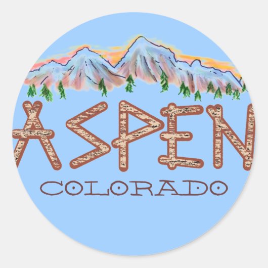 Aspen Colorado rustieke boombergen stickers (Voorkant)