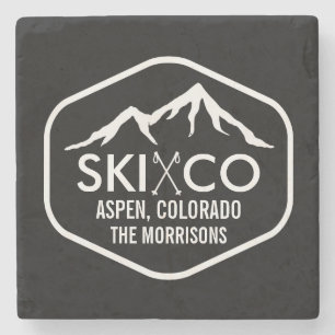 Aspen Colorado Ski Mountain Custom Drink Stenen Onderzetter