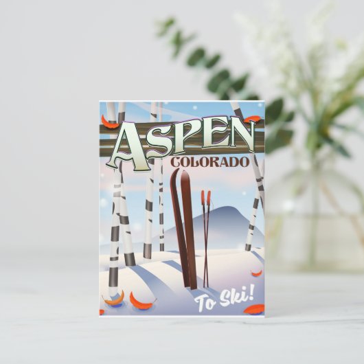 Aspen Colorado  ski-poster. Briefkaart (Staand voorkant)