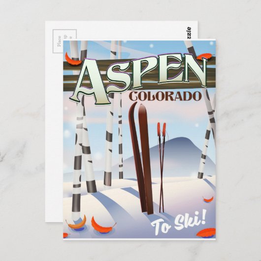 Aspen Colorado  ski-poster. Briefkaart (Voorkant / Achterkant)