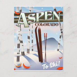 Aspen Colorado  ski-poster. Briefkaart