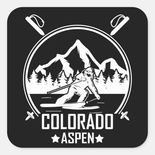 Aspen Colorado ski Vierkante Sticker (Voorkant)