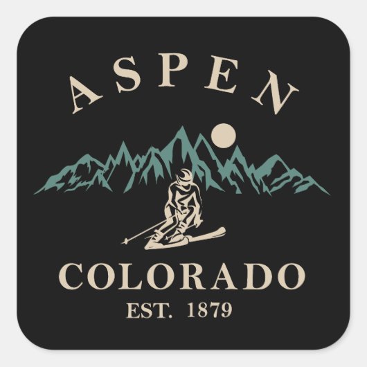 Aspen Colorado ski Vierkante Sticker (Voorkant)