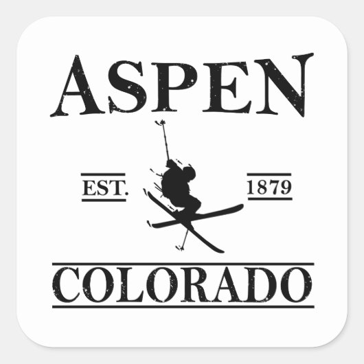 Aspen Colorado ski Vierkante Sticker (Voorkant)