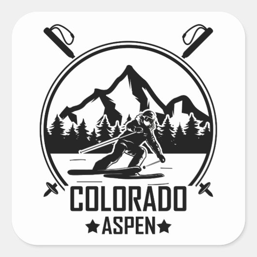 Aspen Colorado ski Vierkante Sticker (Voorkant)