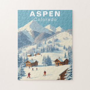 Aspen Colorado Skiën Jigsaw Puzzel Vintage Reis