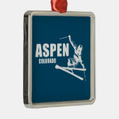 Aspen Colorado Skier Metalen Ornament (Rechts)