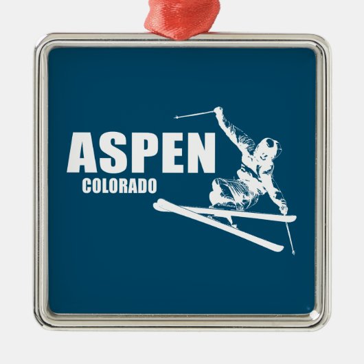 Aspen Colorado Skier Metalen Ornament (Voorkant)