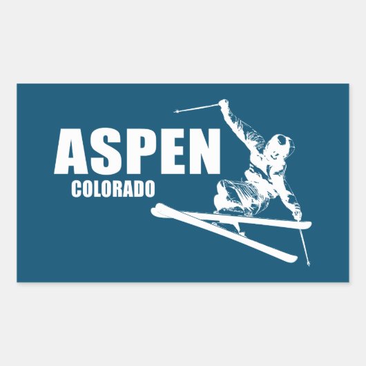 Aspen Colorado Skier Rechthoekige Sticker (Voorkant)