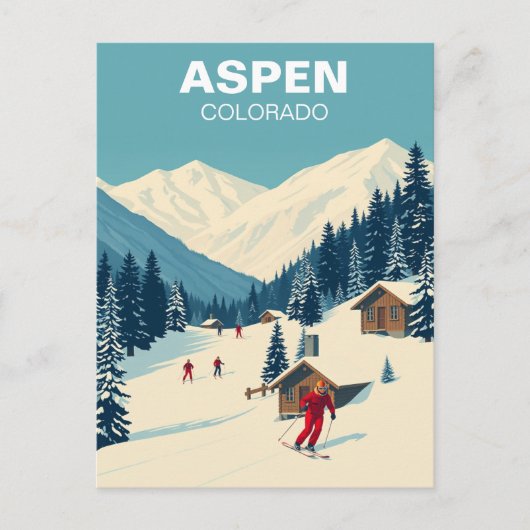 Aspen, Colorado Skiing Slopes Travel Briefkaart (Voorkant)