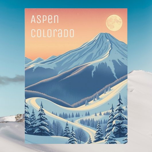 Aspen Colorado Skivakantie Modern Briefkaart