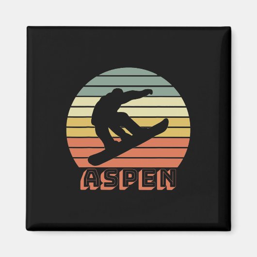 Aspen Colorado Snowboard Retro Sunset 1 Magneet (Voorkant)