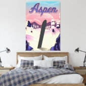 Aspen Colorado Snowboarden Poster Canvas Afdruk (Insitu (Slaapkamer))