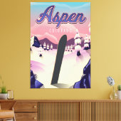 Aspen Colorado Snowboarden Poster Canvas Afdruk (Insitu (Woonkamer))