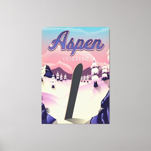 Aspen Colorado Snowboarden Poster Canvas Afdruk (Voorkant)