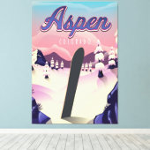 Aspen Colorado Snowboarden Poster Canvas Afdruk (Insitu (Houten vloer))