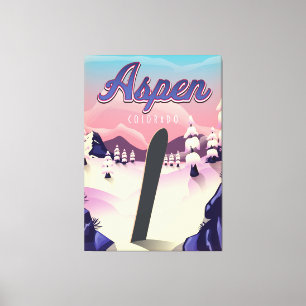 Aspen Colorado Snowboarding Poster Canvas Afdruk