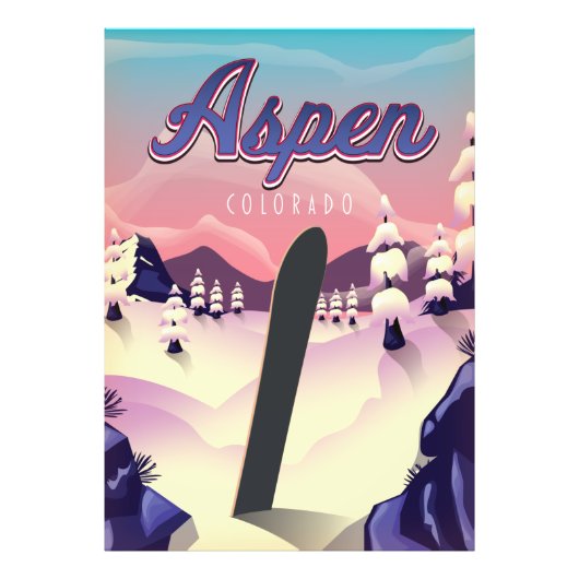 Aspen Colorado Snowboardposter Foto Afdruk (Voorkant)