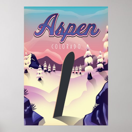 Aspen Colorado Snowboardposter Poster (Voorkant)