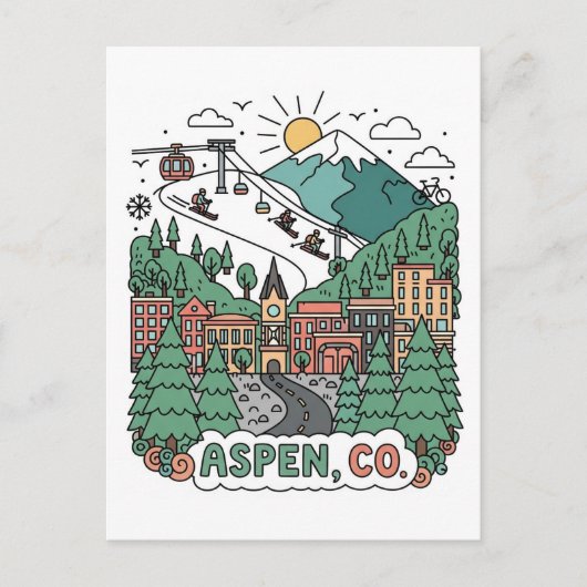 Aspen Colorado Travel Briefkaart (Voorkant)