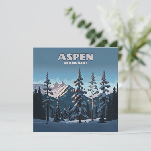 Aspen Colorado Trees Snow Mountains Retro (Staand voorkant)