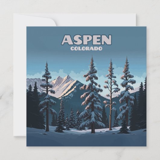 Aspen Colorado Trees Snow Mountains Retro (Voorkant)