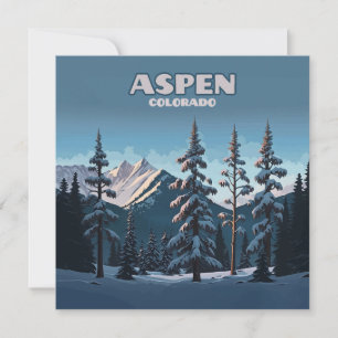 Aspen Colorado Trees Snow Mountains Retro