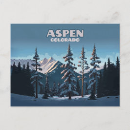 Aspen Colorado Trees Snow Mountains Retro Briefkaart