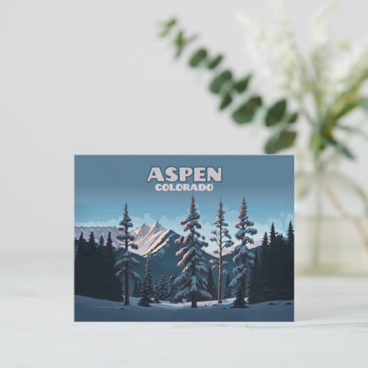 Aspen Colorado Trees Snow Mountains Retro Briefkaart (Staand voorkant)