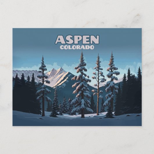 Aspen Colorado Trees Snow Mountains Retro Briefkaart (Voorkant)