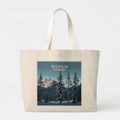Aspen Colorado Trees Snow Mountains Retro Grote Tote Bag (Achterkant)