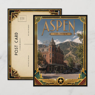 Aspen Colorado Vintage Art Deco Gouden Tijdperk Briefkaart