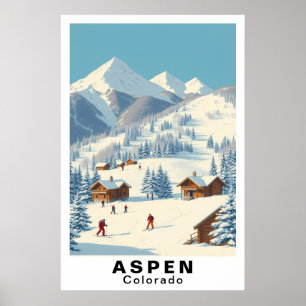 Aspen Colorado Vintage Ski Reis Kunst Poster