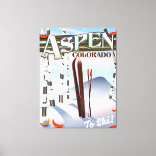 Aspen Colorado vintage stijl ski poster Canvas Afdruk